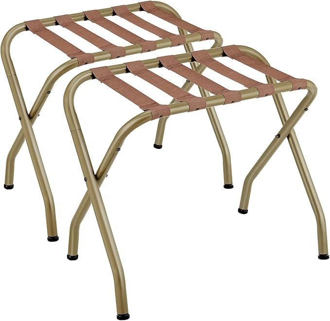SONGMICS Luggage Rack, Pack of 2, Luggage Racks for Guest Room, Suitcase Stand, Steel Frame, Foldable, for Bedroom, Golden URLR064A02 added by Nomadic Nooks