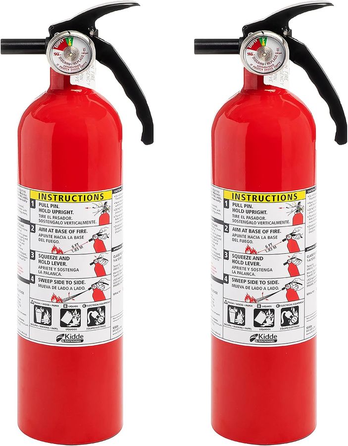 Kidde Fire Extinguisher for Home, 1-A:10-B:C, Dry Chemical Extinguisher, Red, Mounting Bracket Included, 2 Pack added by Ruthann R