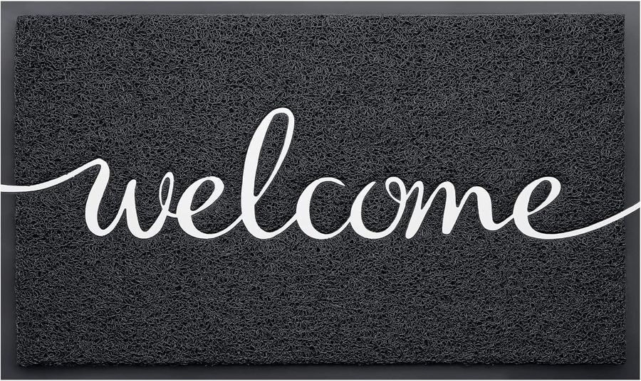 Door Mat Welcome Mats Outdoor Indoor Non-Slip Doormat for Entryway Low-Profile Floor Mat for Yard, Garage, High Traffic Areas (32"x20", Black) added by Belinda McClendon