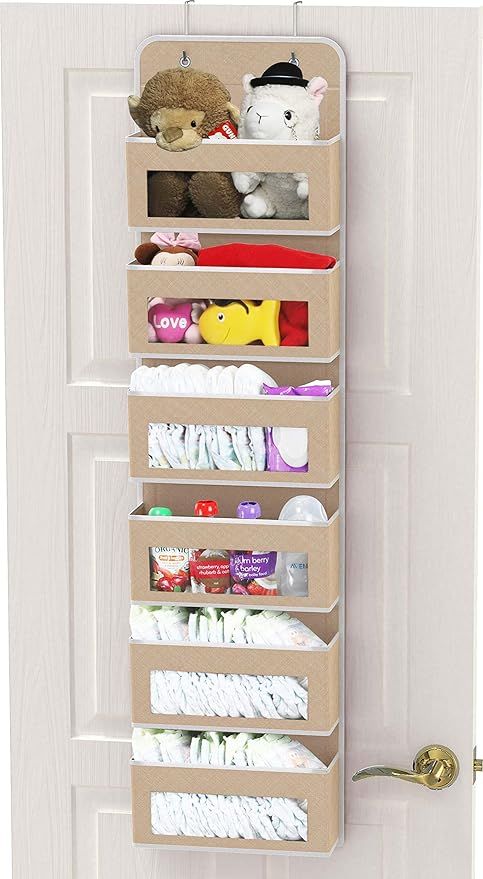 Simple Houseware Over Door/Wall Mount 6 Clear Window Pocket Organizer, Beige added by Where The Heart Is Designs