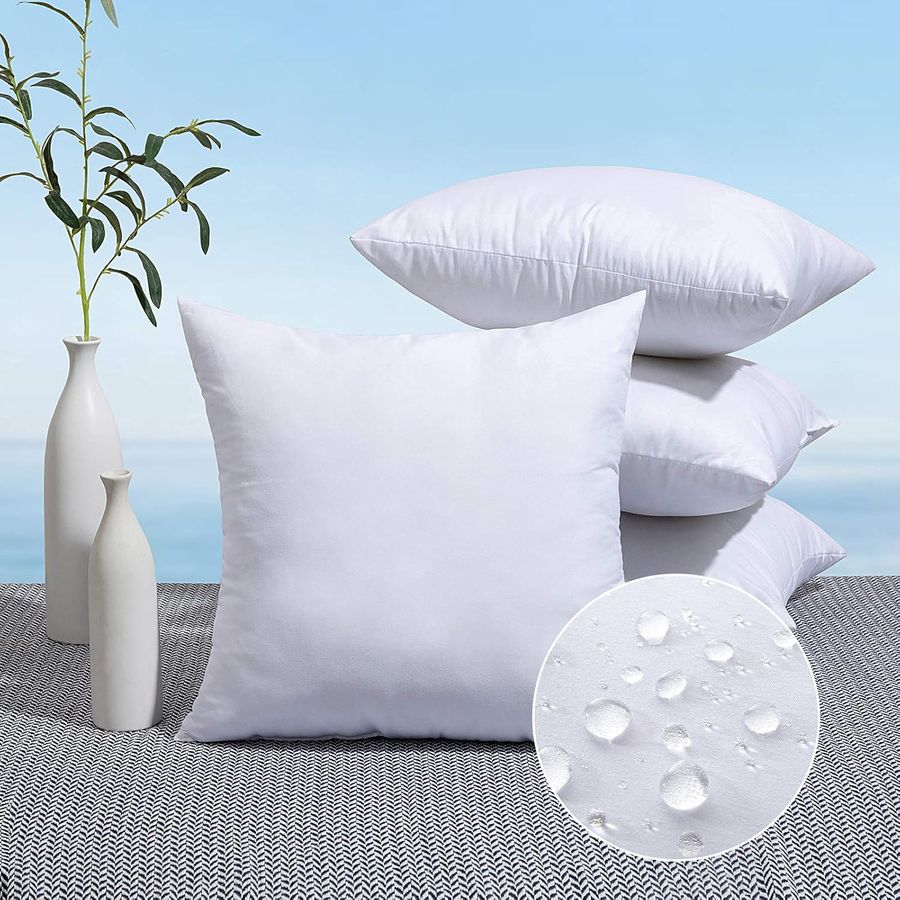 MIULEE Pack of 4 18x18 Outdoor Pillow Inserts, Water-Resistant Throw Pillow Inserts Decorative Premium Square Pillow Stuffer Sham for Porch Swing Couch Sofa Cushion Patio Furniture added by Belinda McClendon