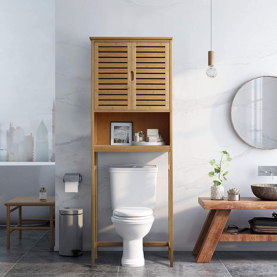 MUPATER Bamboo Over-The-Toilet Storage Cabinet Bathroom Organizer with Shelf and Cupboard, Freestanding Small Over The Toliet Cabinet, Space Save, Natural,... added by Mackenzie Schieck