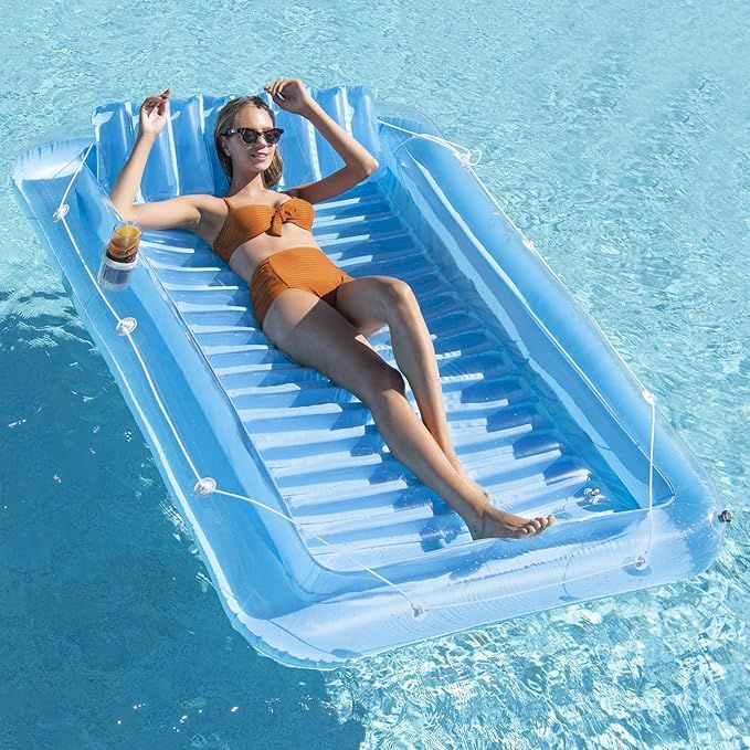 Inflatable Pool Floats Boat for Adults, Blow Up Tanning Pool Raft Tub with Inflatable Pillow for Family Outdoor, Garden, Backyard Summer Water Party added by Sarah Jackson