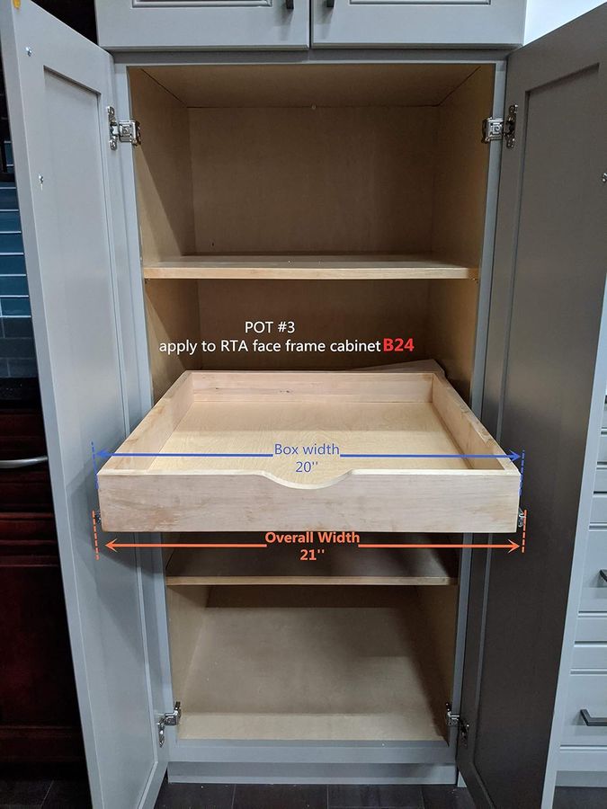 20'' Width Drawer Organizer Roll Wood Tray Kitchen OrganizerDrawer Box, Cabinet Slide Out Shelve Pull-Out Shelf, W/ Wood Spacer Pantry Organization Storage (Fits RTA Face Frame Cabinet B24, Pantry 24) added by Rachel Fedorov