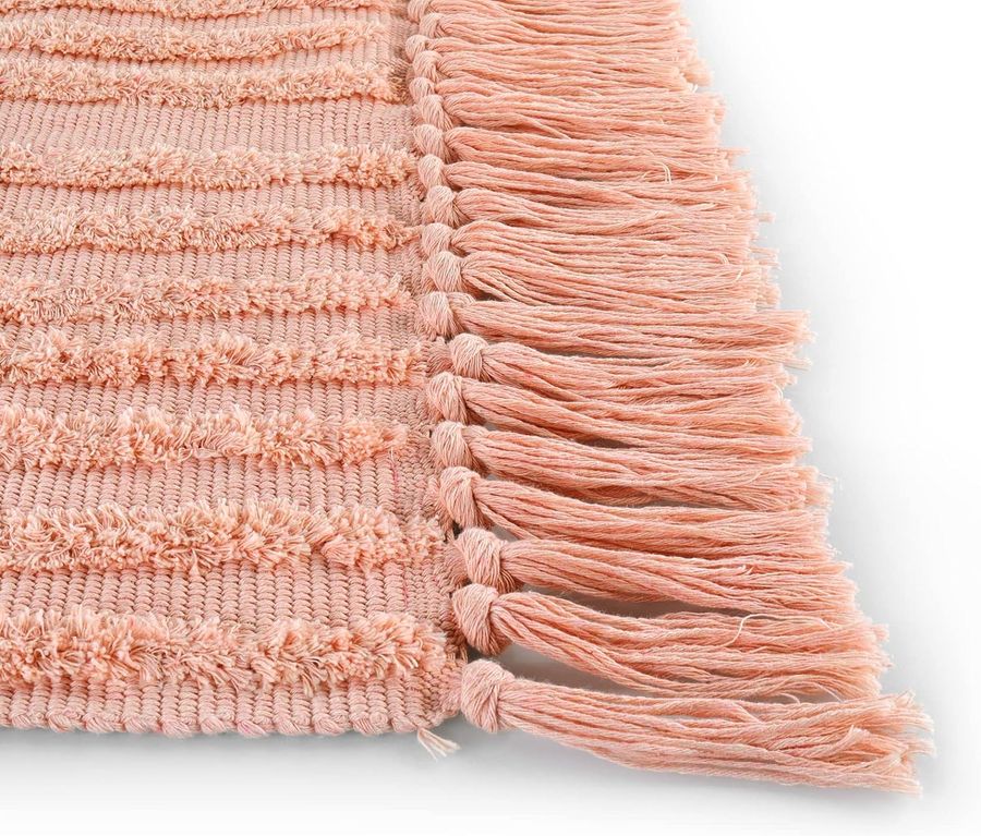 Lanffia Boho Bathroom Rug 2x3, Handmade Kitchen Rugs Washable Small Throw Rugs with Tassels Bohemian Kitchen Runner Rug Farmhouse Cotton Entryway Rug for Bedroom/Laundry, Peach Pink added by KATHERINE ECK