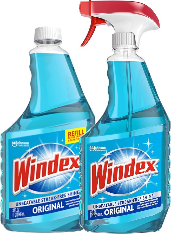 Windex Original Blue Glass and Window Cleaner Bundle - Includes a 23 fl oz Spray and a 32 fl oz Refill added by Ruthann R