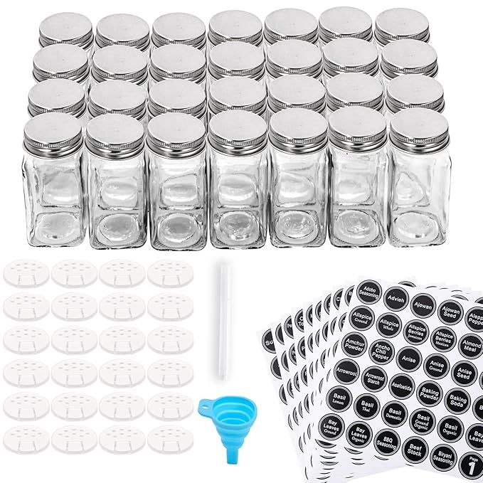 CISILY 28 Spice Jars With 396 Labels, Glass Seasoning Jars with Shaker Lids, Square Spice Bottles, Airtight Empty 4oz Spices Containers Set Organizer, Kitchen Organization & Storage added by Rachel Fedorov