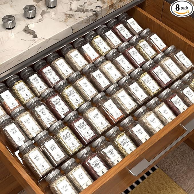 Yakaly Clear Acrylic Spice Drawer Organizer, Expandable 13" to 26" - 4 Tier 2 Sets(8 Pieces) In Drawer Seasoning Jars Insert , Drawer Spice Rack for Kitchen Cabinet Drawer/Countertop added by Rachel Fedorov