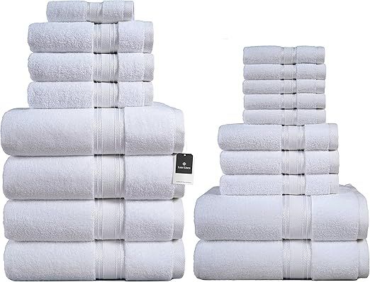 LANE LINEN White Bath Towels - Sets for Bathroom Quick Dry 6 Hand Wash Cloths 100% Cotton Soft Extra Absorbent Shower added by Where The Heart Is Designs