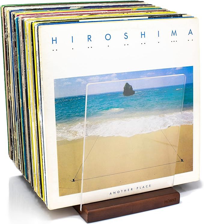 MÖNKE Premium Vinyl Record Storage - a Mid-Century Style Record Holder, 60-70 LP Capacity - Complements Any Record Player (Brown) added by Beige Studio