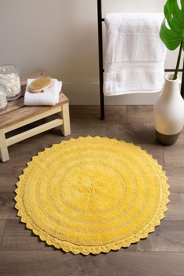 DII Crochet Collection Reversible Bath Mat, Round, 27.5" Diameter, Yellow added by KATHERINE ECK