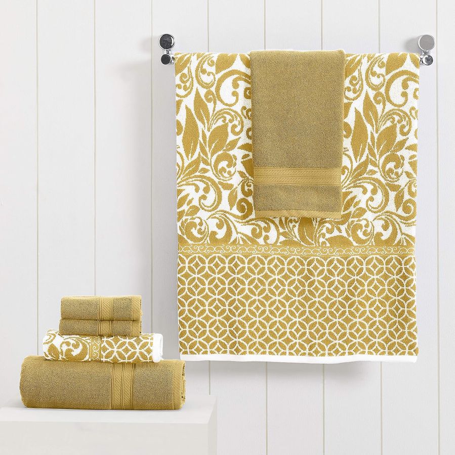 Modern Threads Trefoil Filigree 6-Piece Reversible Yarn Dyed Jacquard Towel Set - Bath Towels, Hand Towels, & Washcloths - Super Absorbent & Quick Dry - 100% Combed Cotton added by KATHERINE ECK