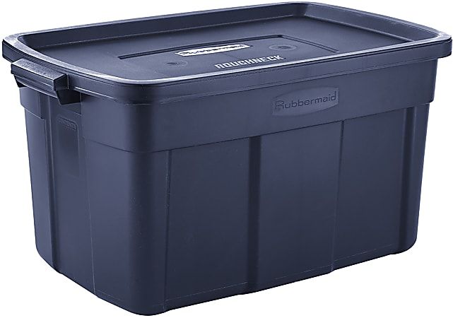Rubbermaid® Roughneck Tote, 31-Gallon Height	16-3/4 in. Length	32-5/16 in. Width	20-7/16 in. added by Rescued Room Design