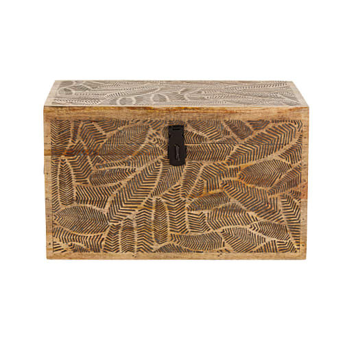 Mango Wood Chest With Carved Leaf Motifs added by Spoak Member
