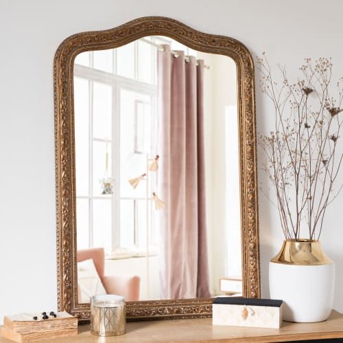 Spiegel mit Rahmen aus matt-goldenem Paulownienholz 65x95 | Maisons du Monde added by Spoak Member
