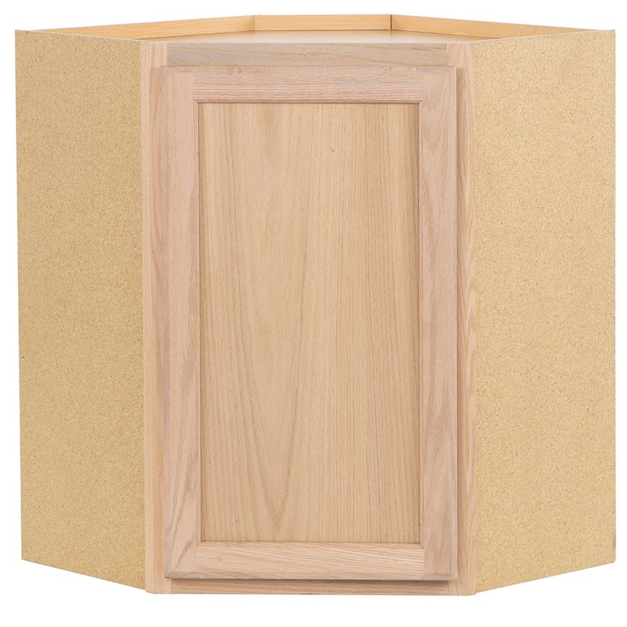 Project Source 24-in W x 30-in H x 12-in D Natural Unfinished Oak Diagonal Corner Wall Fully Assembled Cabinet (Flat Panel Square Door Style) Lowes.com added by Kate Cadore