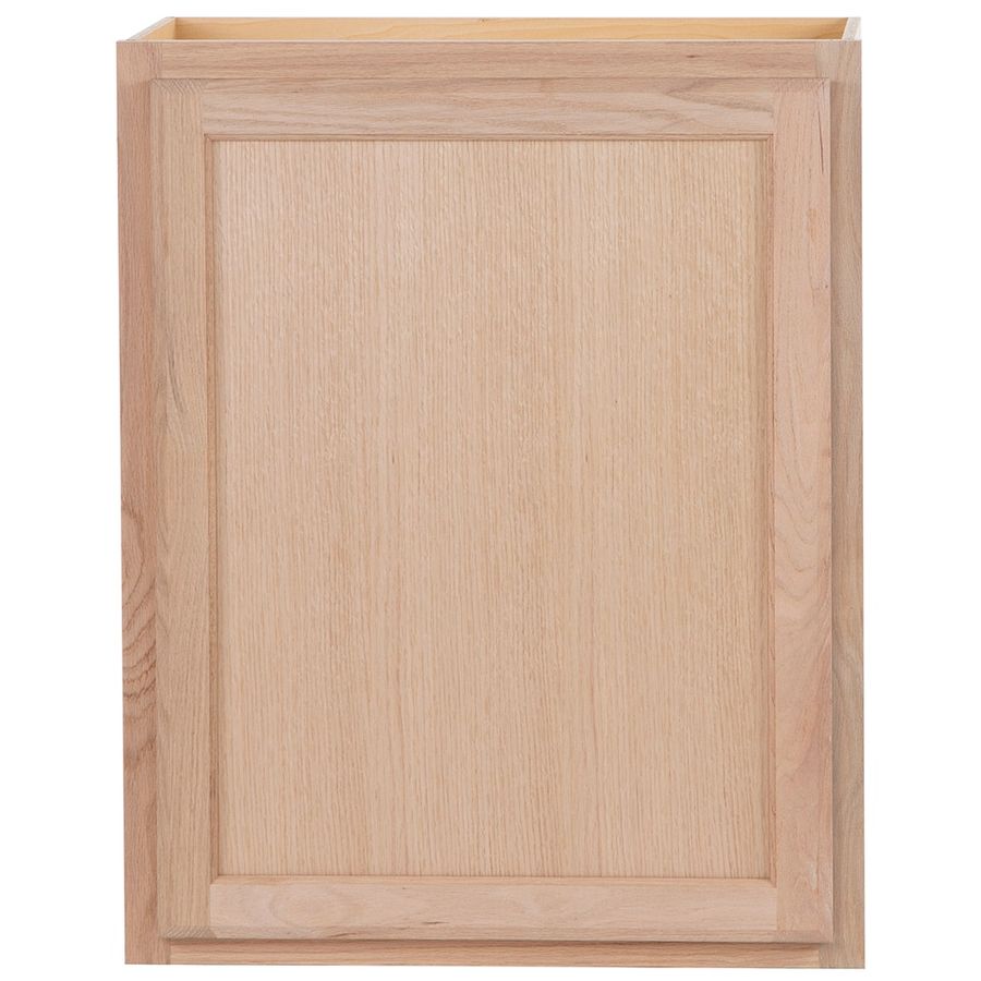 Project Source 24-in W x 30-in H x 12-in D Natural Unfinished Oak Door Wall Fully Assembled Cabinet (Flat Panel Square Door Style) Lowes.com added by Kate Cadore