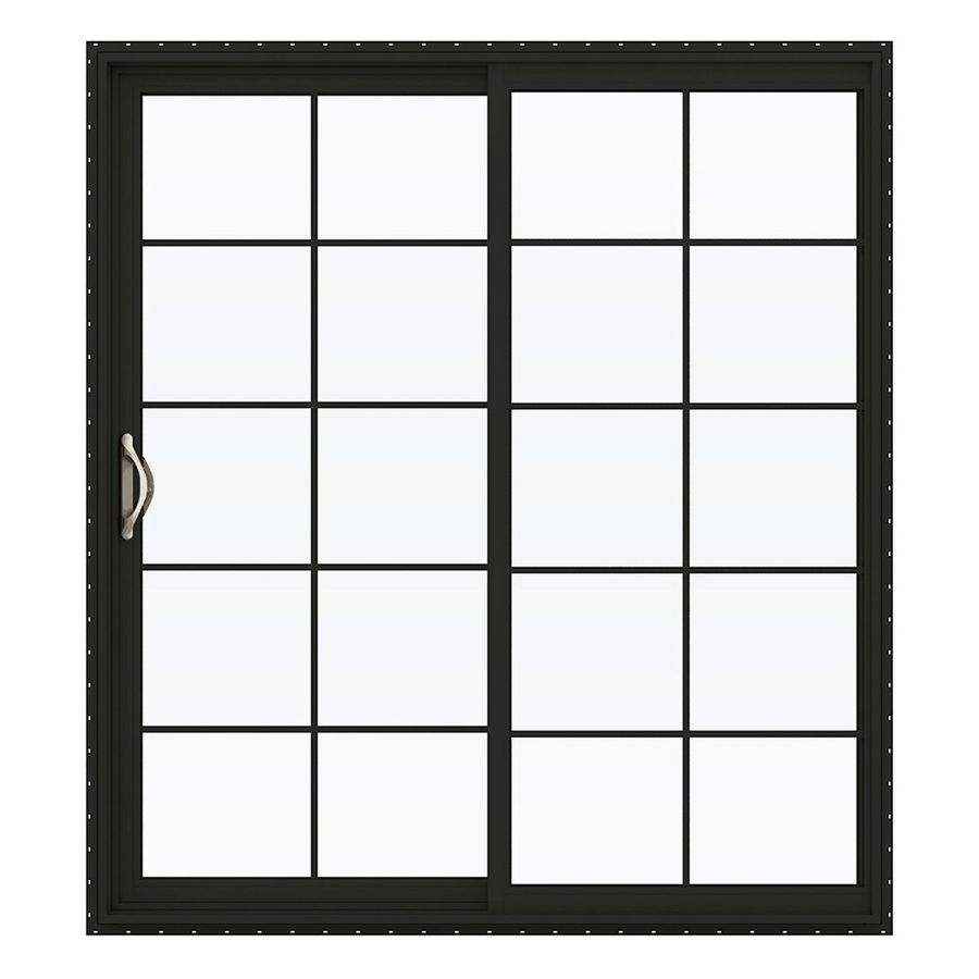 JELD-WEN FiniShield V-2500 72-in x 80-in Tempered Grilles Between The Glass Bronze Vinyl Left-Hand Sliding Prehung Double Door Sliding Patio Door Screen Included Lowes.com added by Jessica Kennedy
