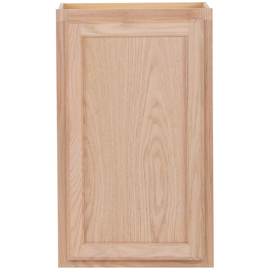 Project Source 18-in W x 30-in H x 12-in D Natural Unfinished Oak Door Wall Fully Assembled Cabinet (Flat Panel Square Door Style) Lowes.com added by Kate Cadore