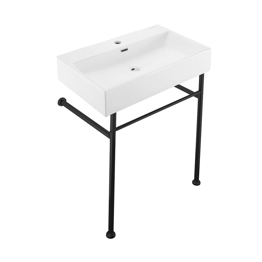Swiss Madison Claire 35.43-in H Glossy White Ceramic Wall-mount Modern Console Sink with Base (24-in x 16.53-in) added by dion banville