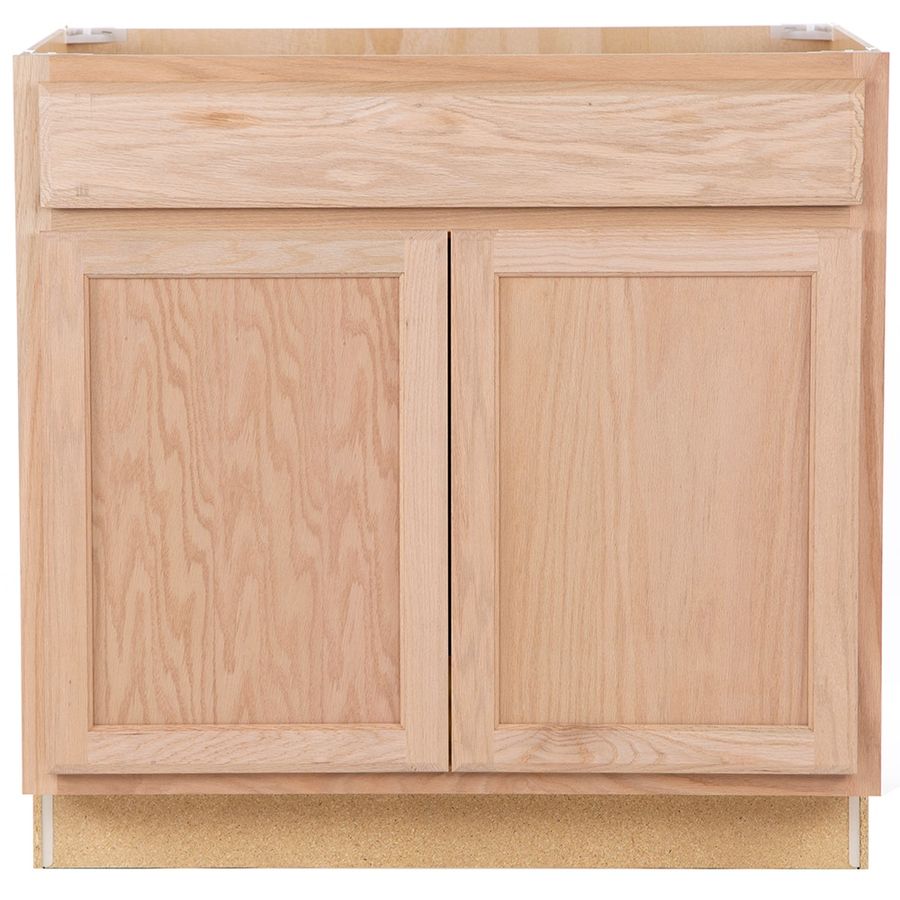 Project Source 36-in W x 35-in H x 23.75-in D Natural Unfinished Oak Sink Base Fully Assembled Cabinet (Flat Panel Square Door Style) Lowes.com added by Kate Cadore