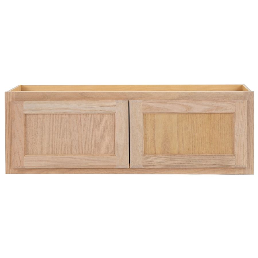 Project Source 36-in W x 12-in H x 12-in D Natural Unfinished Oak Door Wall Fully Assembled Stock Cabinet (Square Door Style) Lowes.com added by dion banville