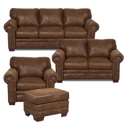 Buckskin Nailhead Living Room 4-Piece Set added by Spoak Member