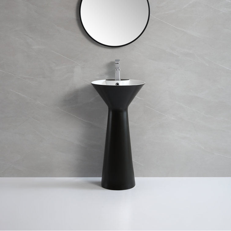 Ceramic Pedestal Sink with Overflow, Black & White, 34.62" H added by Kristi Kautz
