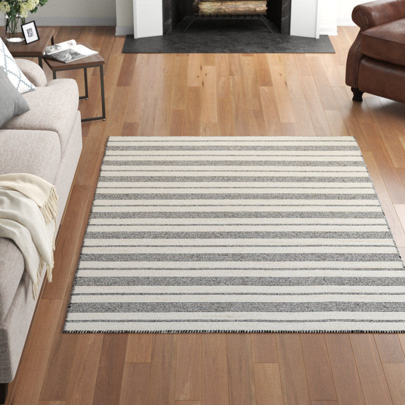 Alicea Striped Handmade Flatweave Black Indoor / Outdoor Area Rug added by Sarah Barnett