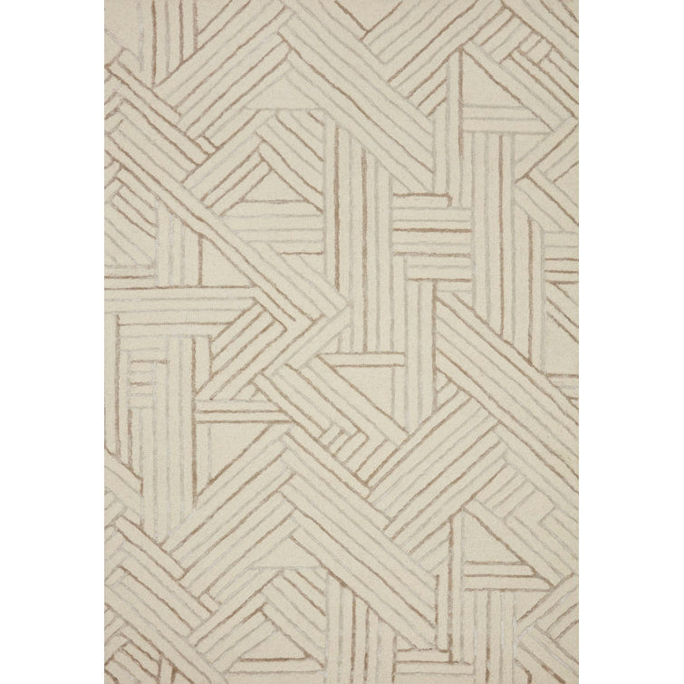 Gemmenne Geometric Handmade Tufted Wool Ivory Area Rug added by Becca Riter