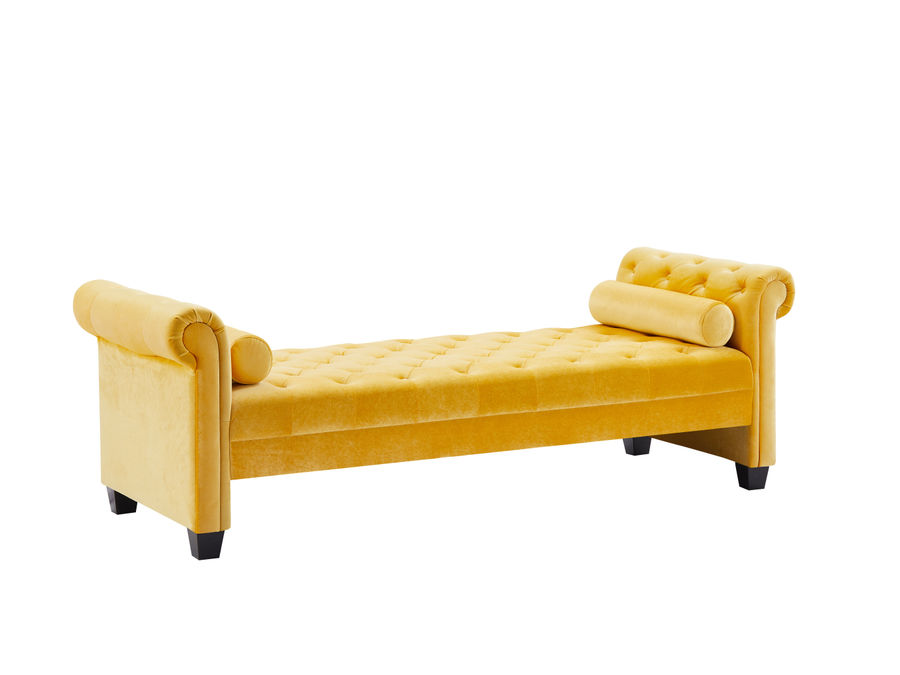 Roller Arm Gold Velvet Tufted Bench added by Hailey Wallin