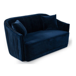 Divani Casa Palomar Modern Blue Velvet and Brass Loveseat - Transitional - Loveseats - by Vig Furniture Inc. | Houzz added by Tayo A