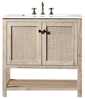 36" Solid Wood Sink Vanity With Marble Top, No Faucet - Farmhouse - Bathroom Vanities And Sink Consoles - by Kolibri Decor | Houzz added by sarah higgins