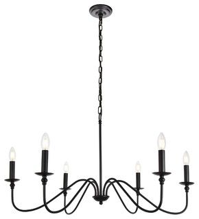 Rohan Collection Chandelier, 36"x19", 6-Light, Matte Black Finish - Traditional - Chandeliers - by eTriggerz | Houzz added by Ashley Wakefield