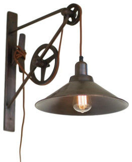 Vintage Style Industrial Double Pulley Wall Lamp Sconce Metal Shade Adjustable - Industrial - Wall Sconces - by My Swanky Home | Houzz added by Rachel Fedorov