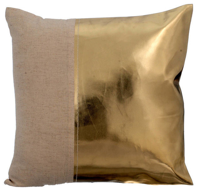 Gold Decorative Pillow Covers Faux Leather, Better Half Gold - Contemporary - Pillowcases And Shams - by The HomeCentric | Houzz added by Spoak Member