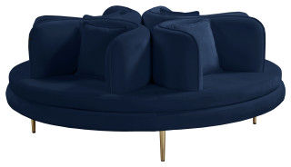 Circlet Velvet Roundabout Sofa, Gold Iron Legs - Midcentury - Sofas - by Meridian Furniture | Houzz added by Lauren Houston