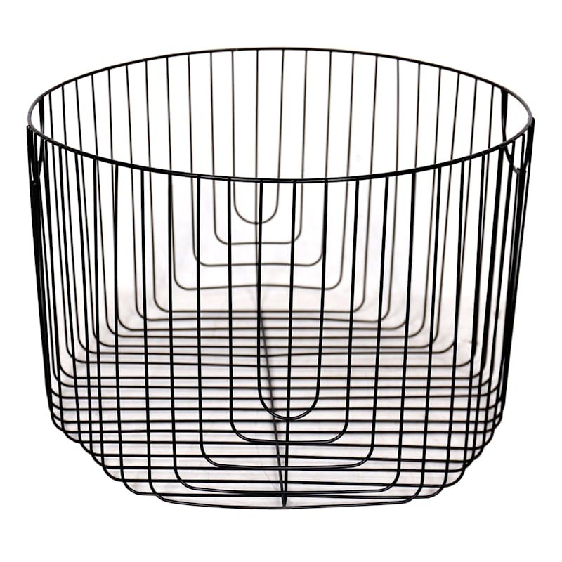 Round Black Metal Wire Storage Basket, Large added by Where The Heart Is Designs