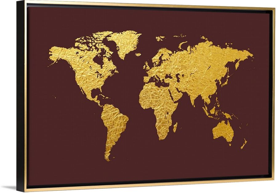 World Map in Gold Foil, Maroon added by Rachel Fedorov