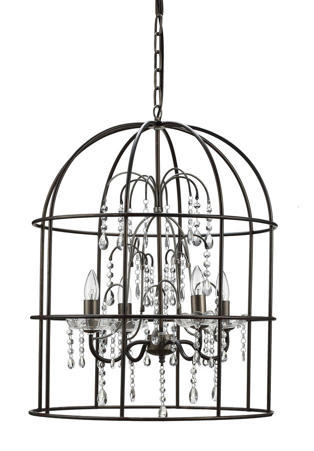Metal Birdcage Chandelier with 4 Lights & Glass Crystals - Nomad Home | Havenly added by Spoak Member