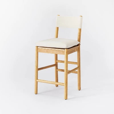 Emery Wood Counter Height Barstool with Upholstered Seat and Sling Back Natural - Threshold™ designed with Studio McGee added by Sarah Deel