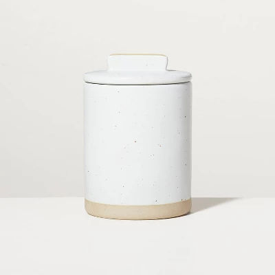 Small 24oz Speckled Matte Stoneware Canister Sour Cream/Tan - Hearth & Hand™ with Magnolia added by Chelsea Alysa