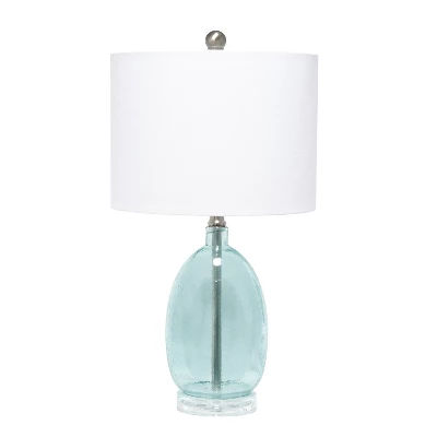 Glass Table Lamp with White Drum Shade Blue - Lalia Home added by Jamie Moon