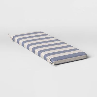 Cabana Stripe Outdoor Bench Cushion DuraSeason Fabric&#8482; Navy - Threshold&#8482; added by Liz Kirby