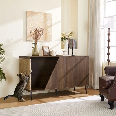 LAOTIES Furniture-Style Wooden Cat House with Storage,Modern Cabinet,Indoor Enclosed Cat Shelter with Sisal Scratcher And Spring-Loaded Door added by Tia Johnson