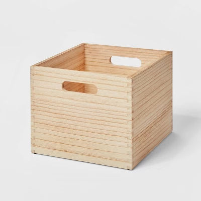 Small Decorative Light Wood Crate Natural - Brightroom™ added by Amanda Olsen