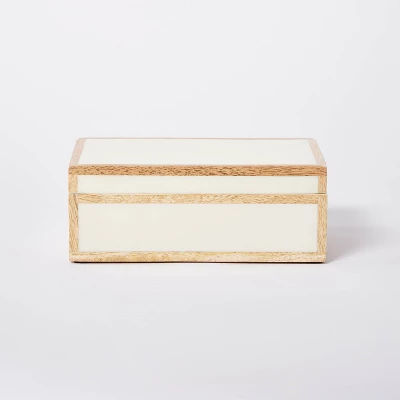 8&#34; x 5&#34; Wood Edge Trim with Resin Inlay Decorative Box Ivory - Threshold&#8482; designed with Studio McGee added by Spoak Member