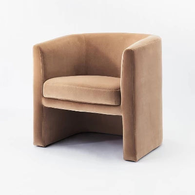 Vernon Upholstered Barrel Accent Chair Light Brown Velvet - Threshold™ designed with Studio McGee added by Brionna Harvin