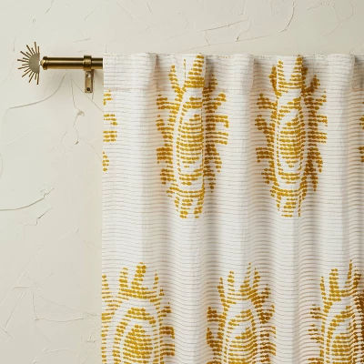 1pc 50&#34;x84&#34; Light Filtering Jacquard Curtain Panel Gold - Opalhouse&#8482; designed with Jungalow&#8482; added by Spoak Member