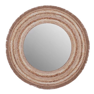 Wood Braided Frame Wall Mirror Beige - Olivia & May added by Maria Delucia